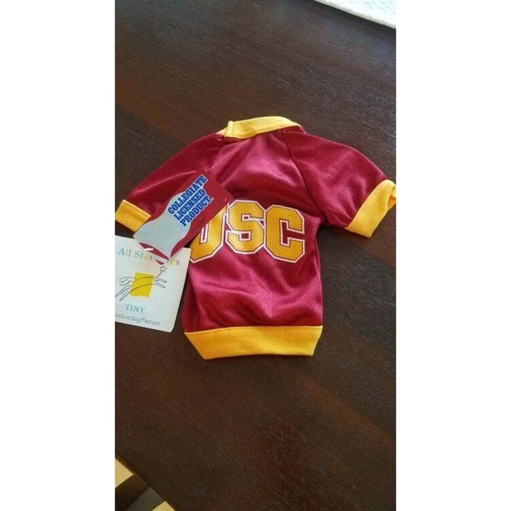 USC TROJANS DOG CAT STRETCH JERSEY LICENSED SIZE TINY 1-3 LBS